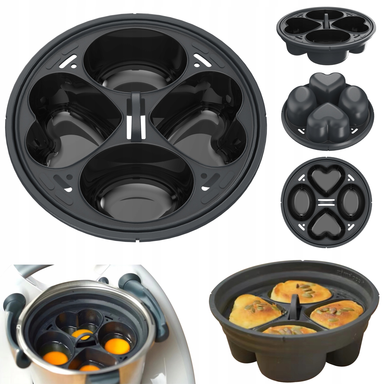 varič vajec thermoCOOKING SteamStars(R) EGGS pre VORWERK Thermomix TM6 a TM5 čierny